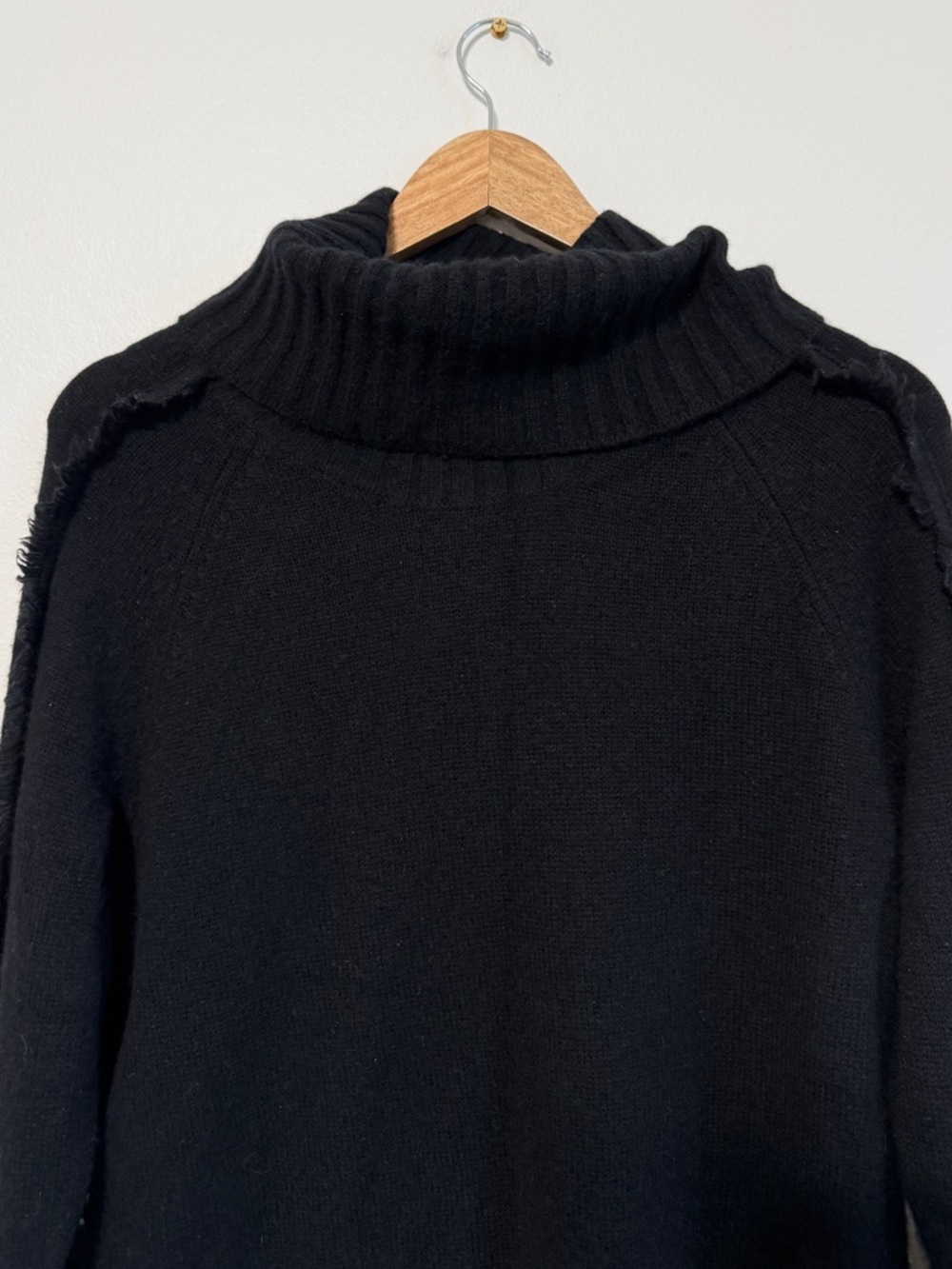 Brochu Walker The Jolie Fringe Layered Looker Black Cashmere Sweater Size Medium - Picture 4 of 10